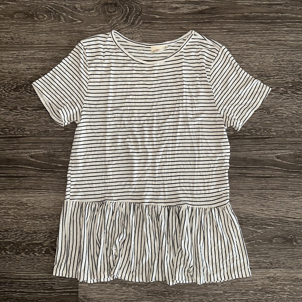 Live In The Moment striped short sleeve blouse top